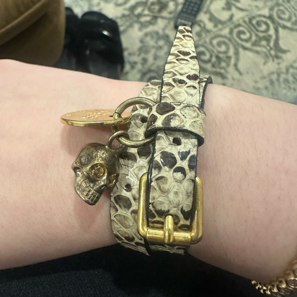 Alexander McQueen Snake skin wrap around bracelet